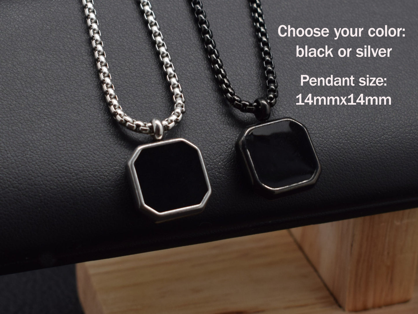 Custom Engraved Black Necklace for Boyfriend 1st Anniversary Date