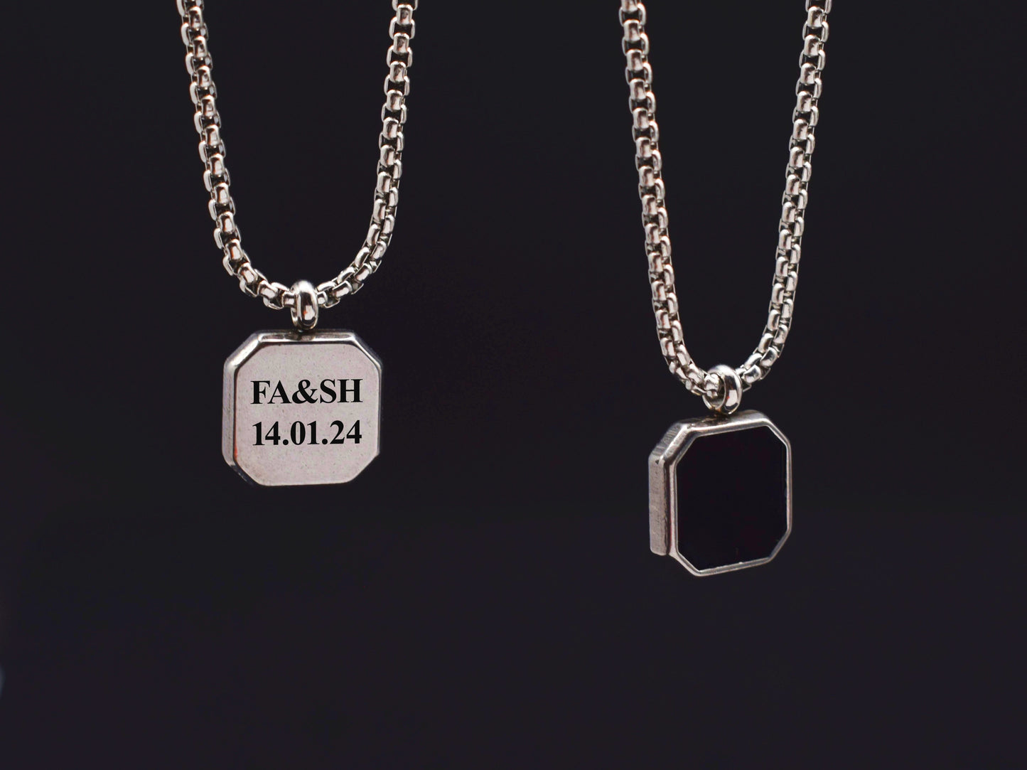 Minimalist personalized pendant necklace for boyfriend with engraving