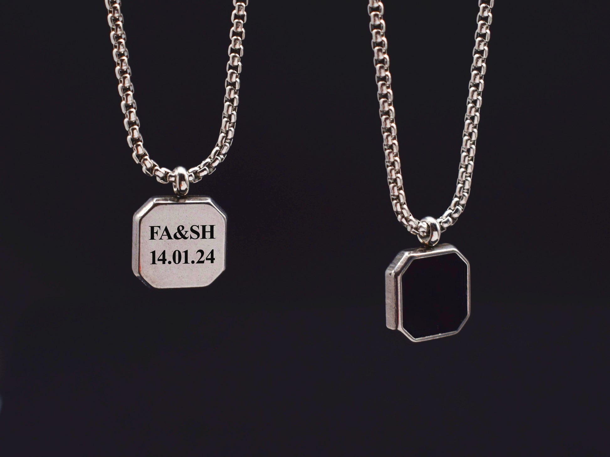 Minimalist personalized pendant necklace for boyfriend with engraving