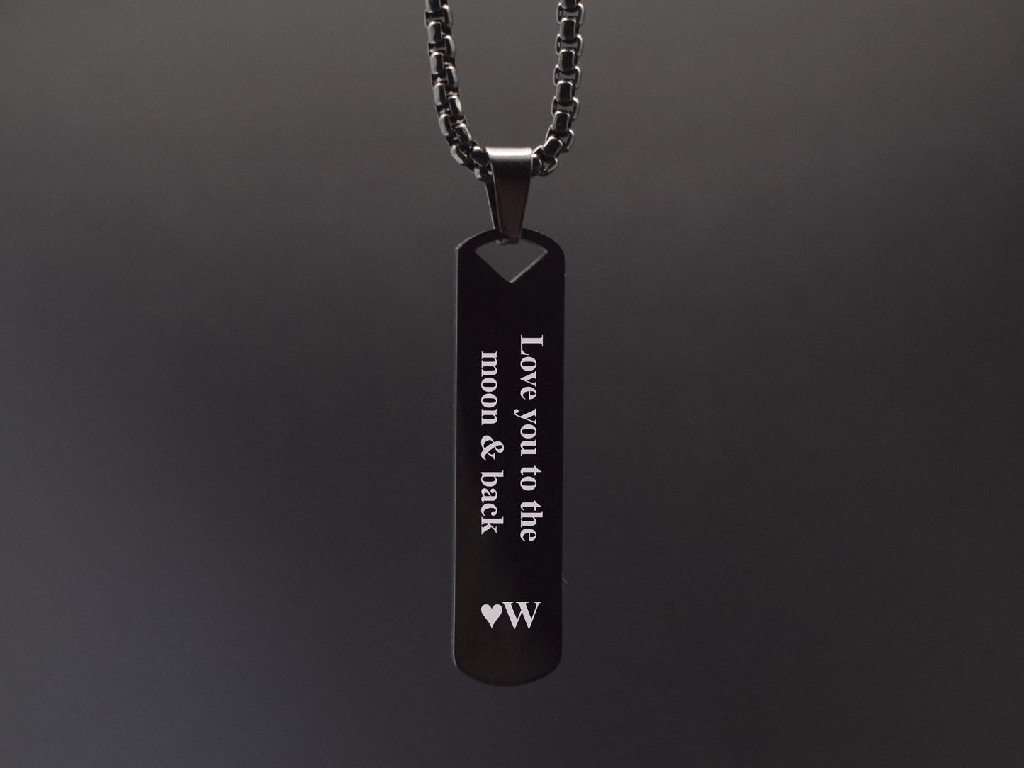 Engraved vertical bar necklace – anniversary gift for him