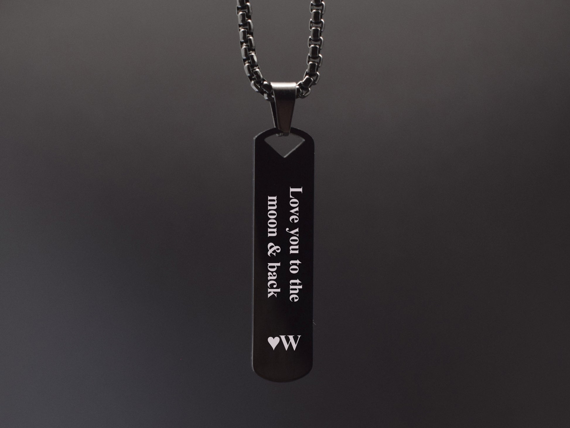 Engraved vertical bar necklace – anniversary gift for him
