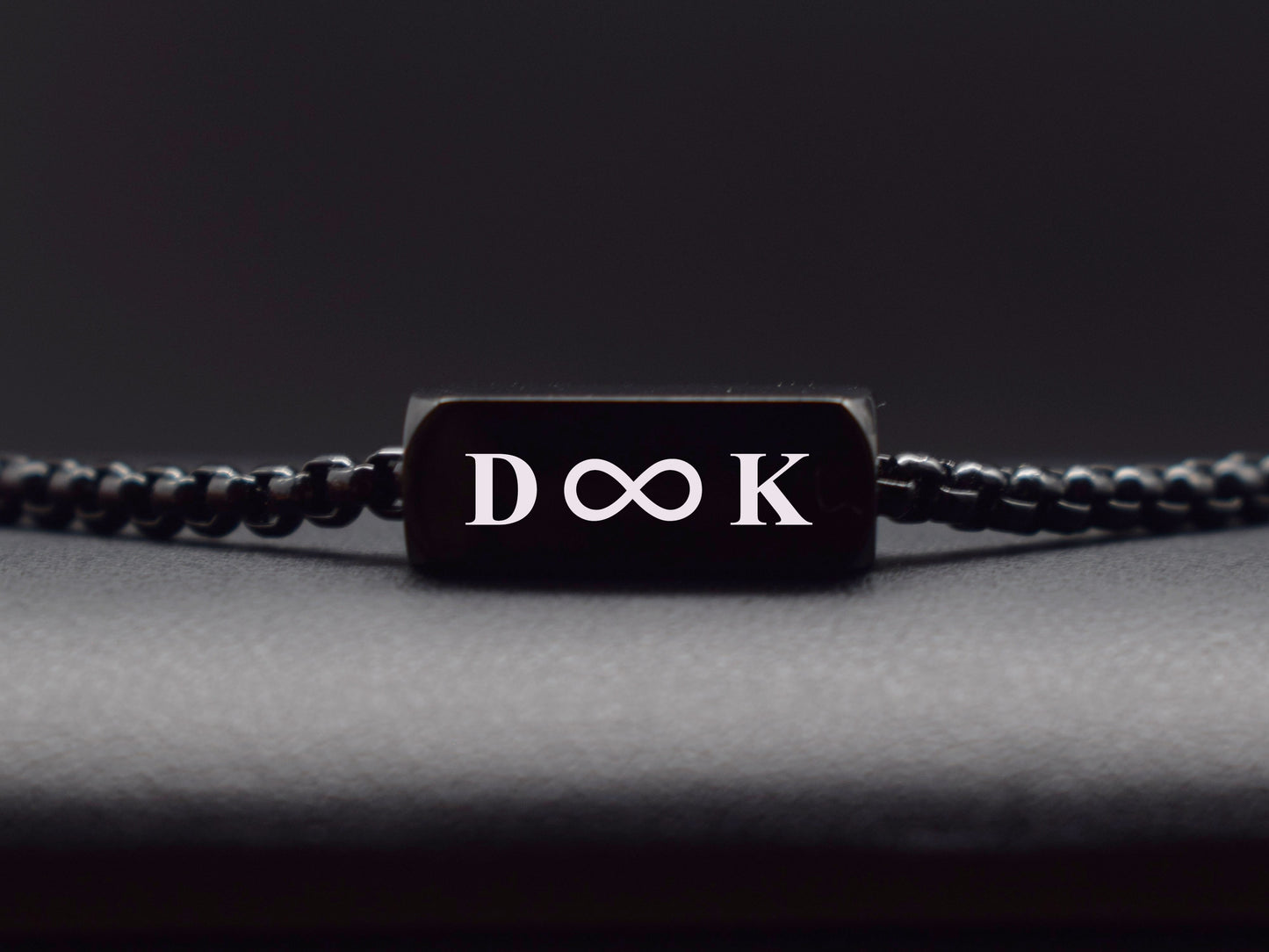 Men’s personalized necklace with initials and symbol infinity engraving