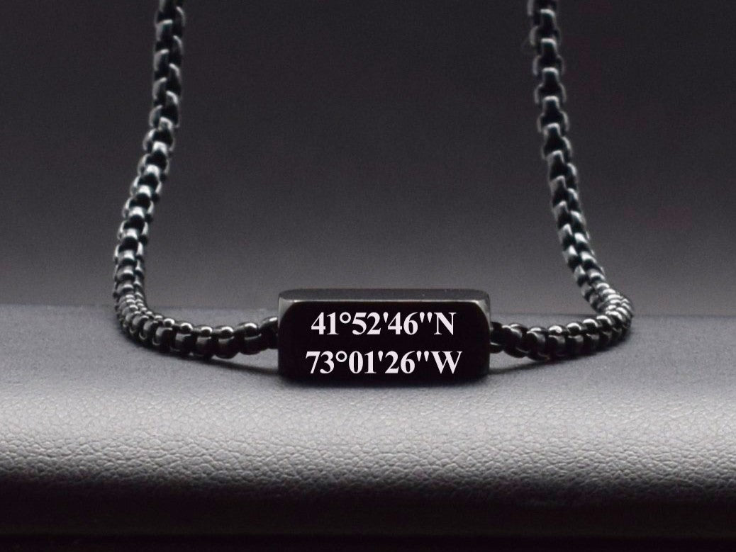Personalized coordinates chain necklace for long distance relationship