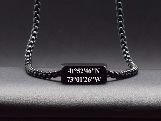 Personalized coordinates chain necklace for long distance relationship