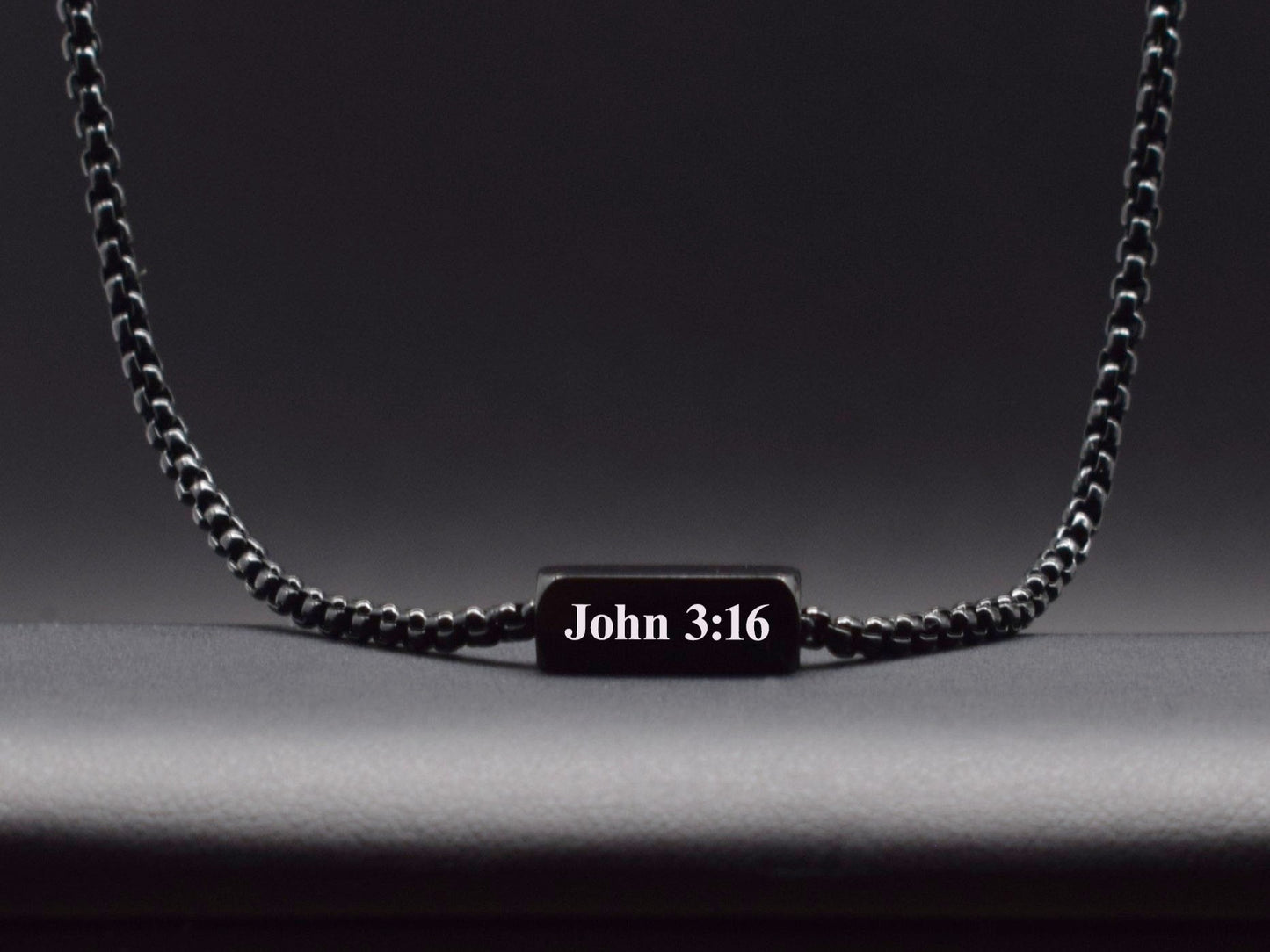 Custom Necklace with a pendant engravble bible verse 'John 3:16' for men