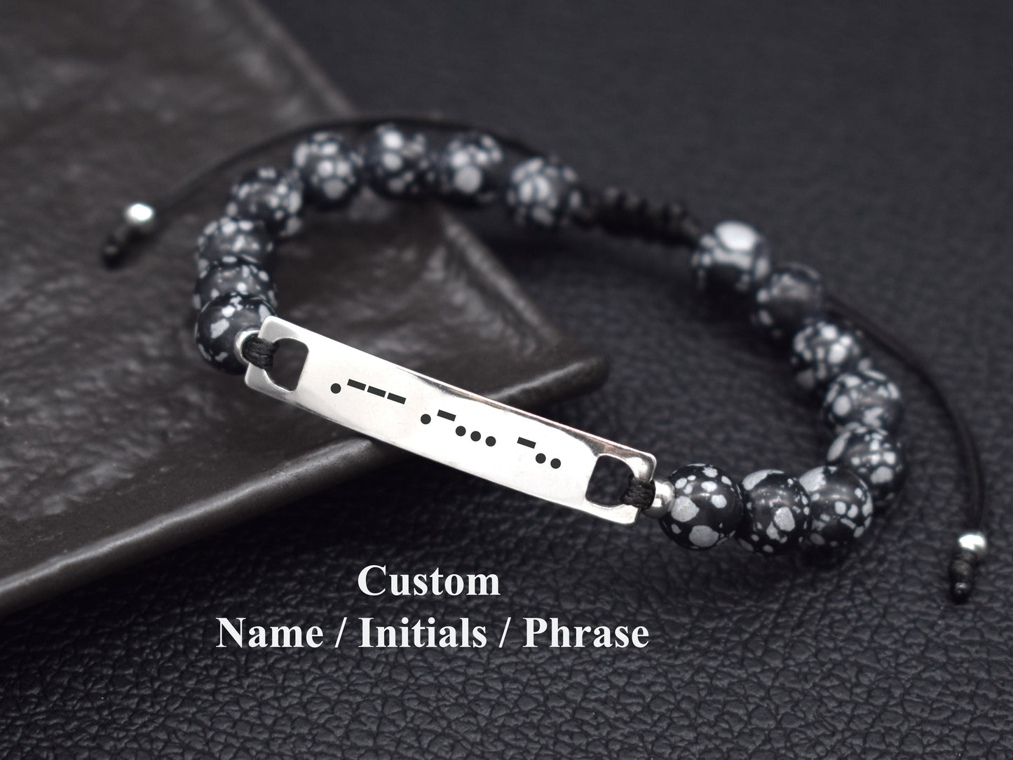 Custom Morse code bracelet men name initial anniversary boyfriend gift