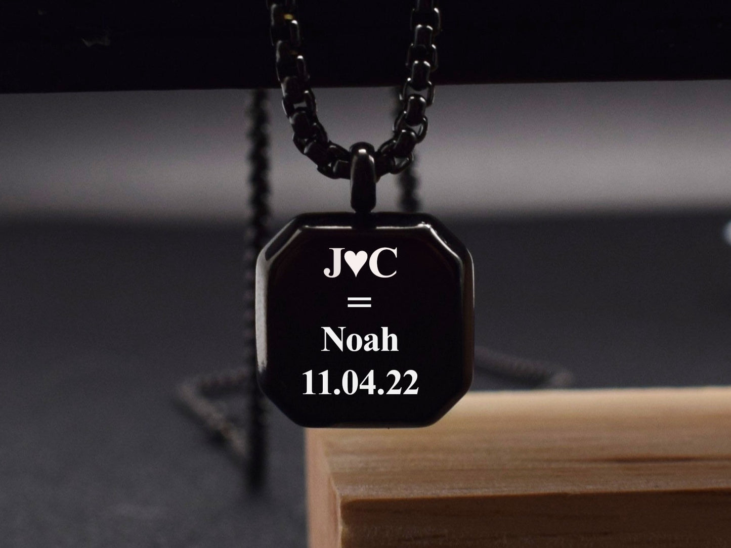 Custom Engraved Father Necklace - Baby Feet Pendant with Name & Date